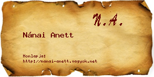Nánai Anett névjegykártya